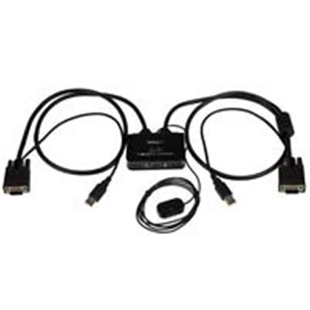 Dynamicfunction 2 Port USB VGA Cable KVM Switch USB Powered with Remote Switch DY172367